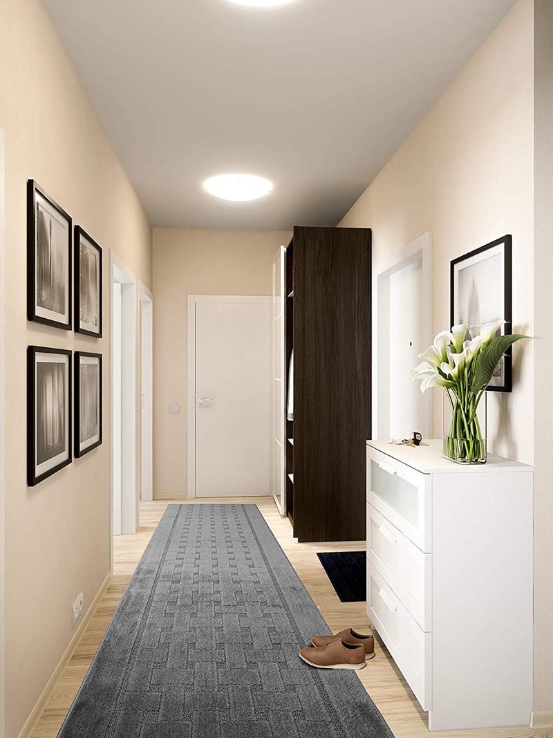 ORFA HOME 9 Ft Long, Grey, Non-Slip Washable Carpet Runner Rug with Rubber Backing, Custom Floor Mat for Kitchen Hallway Stairs Bedroom Bathroom Entryway, Your Choice of Length (26" X 9') - Image 3